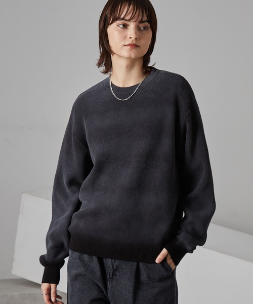 ヴィンテージスプレー加工 グラデーションオーバーサイズクルーネック