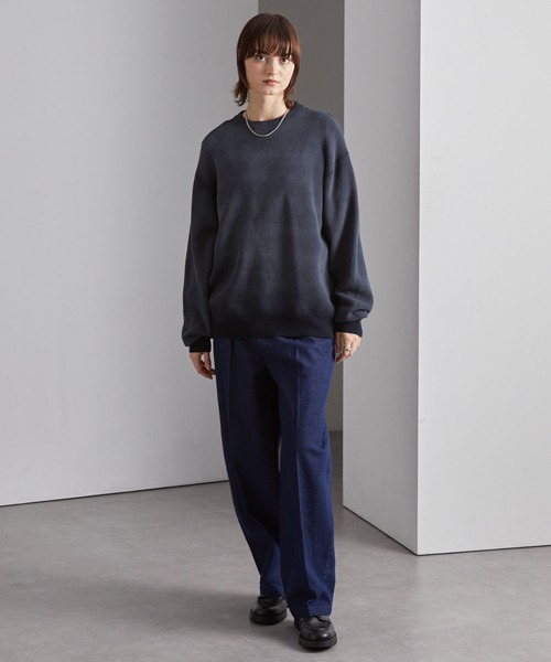 ヴィンテージスプレー加工 グラデーションオーバーサイズクルーネック