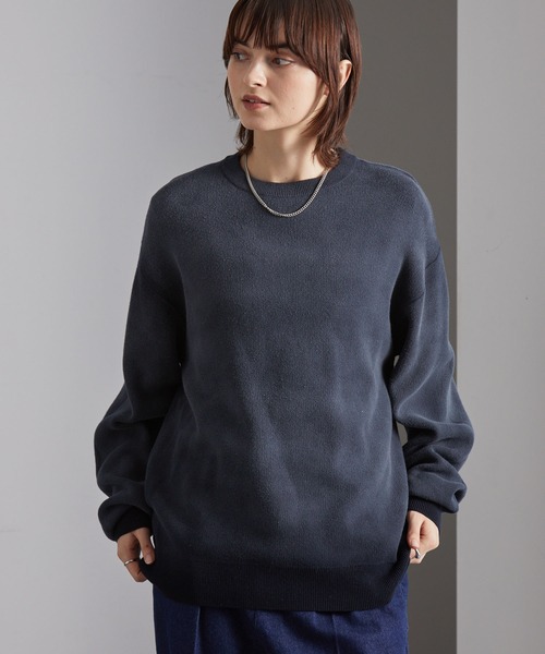 MONO-MART（モノマート）の「ヴィンテージスプレー加工 グラデーションオーバーサイズクルーネックニット（ニット/セーター・メンズ・ネイビー/チェリーレッド/ブラウン/グレー/ブラック・S/L/M）」の13枚目の写真