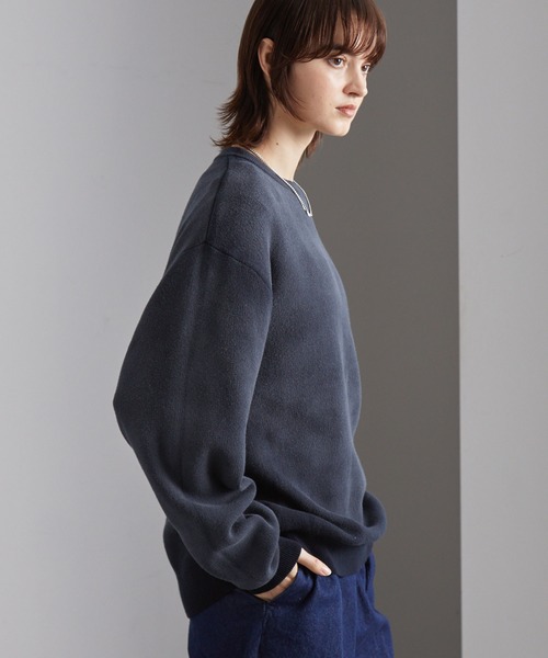 MONO-MART（モノマート）の「ヴィンテージスプレー加工 グラデーションオーバーサイズクルーネックニット（ニット/セーター・メンズ・ネイビー/チェリーレッド/ブラウン/グレー/ブラック・S/L/M）」の14枚目の写真