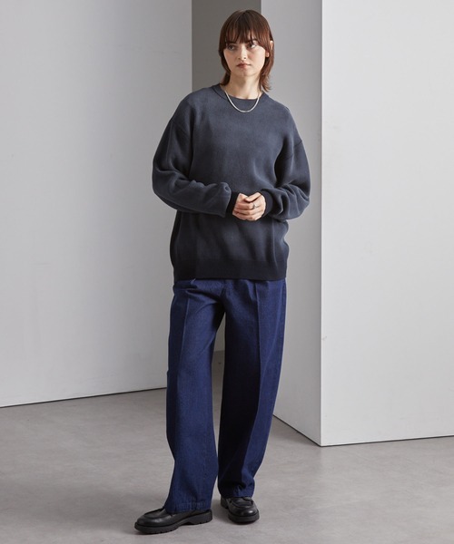 MONO-MART（モノマート）の「ヴィンテージスプレー加工 グラデーションオーバーサイズクルーネックニット（ニット/セーター・メンズ・ネイビー/チェリーレッド/ブラウン/グレー/ブラック・S/L/M）」の16枚目の写真