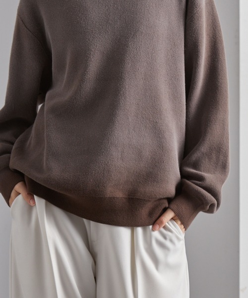 MONO-MART（モノマート）の「ヴィンテージスプレー加工 グラデーションオーバーサイズクルーネックニット（ニット/セーター・メンズ・ネイビー/チェリーレッド/ブラウン/グレー/ブラック・S/L/M）」の18枚目の写真