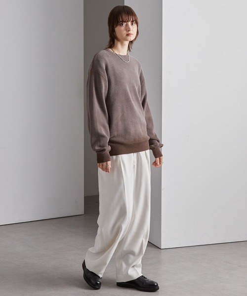 MONO-MART（モノマート）の「ヴィンテージスプレー加工 グラデーションオーバーサイズクルーネックニット（ニット/セーター・メンズ・ネイビー/チェリーレッド/ブラウン/グレー/ブラック・S/L/M）」の19枚目の写真