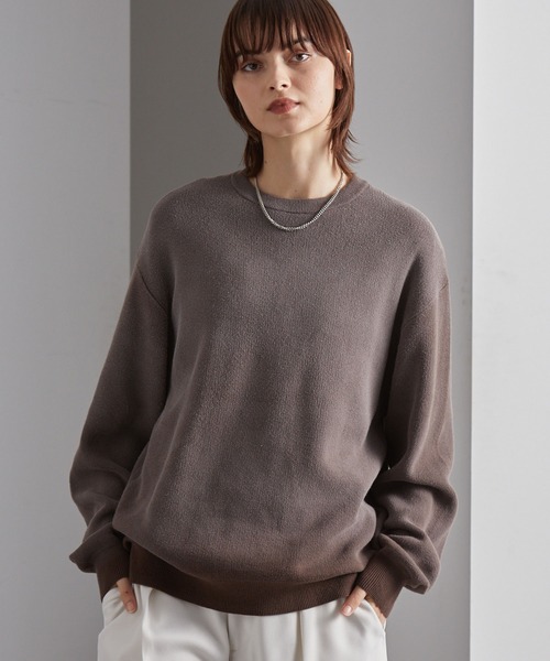 MONO-MART（モノマート）の「ヴィンテージスプレー加工 グラデーションオーバーサイズクルーネックニット（ニット/セーター・メンズ・ネイビー/チェリーレッド/ブラウン/グレー/ブラック・S/L/M）」の20枚目の写真