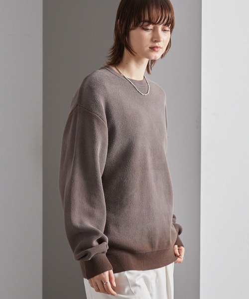 MONO-MART（モノマート）の「ヴィンテージスプレー加工 グラデーションオーバーサイズクルーネックニット（ニット/セーター・メンズ・ネイビー/チェリーレッド/ブラウン/グレー/ブラック・S/L/M）」の21枚目の写真