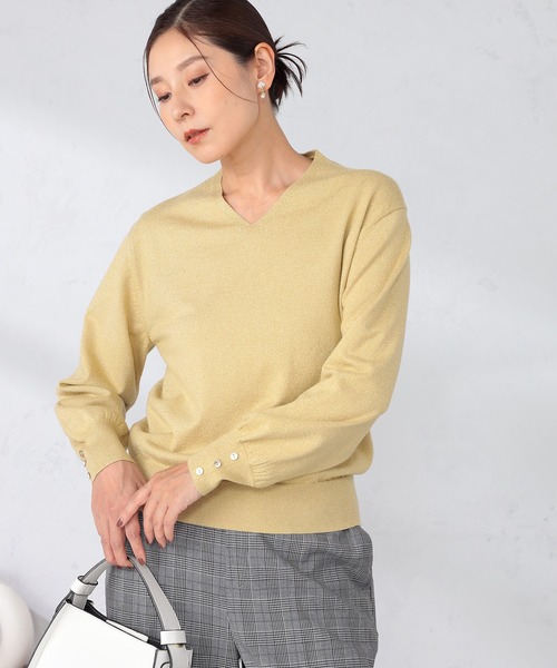 GALLORIA（ギャローリア）の「【キレメクシリーズ】浅Ｖネックネックニット（ニット/セーター・レディース・イエロー/ライトグレー/ブラック/ライラック・S/M/L/LL）」の4枚目の写真