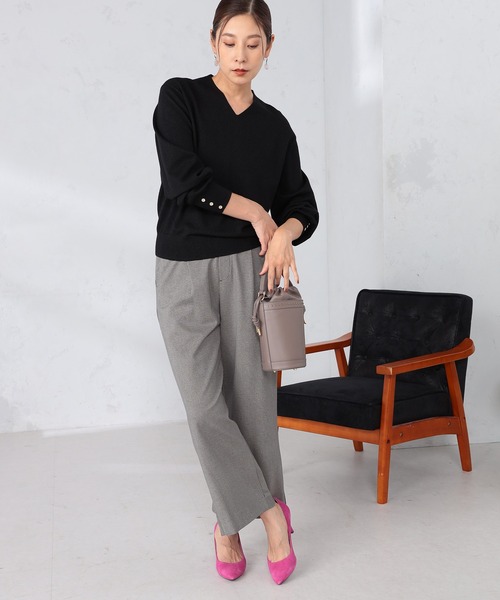 GALLORIA（ギャローリア）の「【キレメクシリーズ】浅Ｖネックネックニット（ニット/セーター・レディース・イエロー/ライトグレー/ブラック/ライラック・S/M/L/LL）」の8枚目の写真