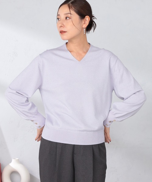 GALLORIA（ギャローリア）の「【キレメクシリーズ】浅Ｖネックネックニット（ニット/セーター・レディース・イエロー/ライトグレー/ブラック/ライラック・S/M/L/LL）」の13枚目の写真