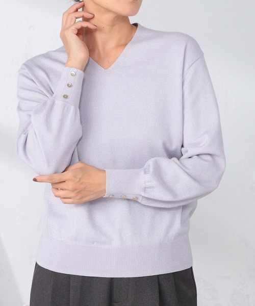 GALLORIA（ギャローリア）の「【キレメクシリーズ】浅Ｖネックネックニット（ニット/セーター・レディース・イエロー/ライトグレー/ブラック/ライラック・S/M/L/LL）」の14枚目の写真