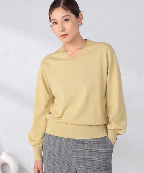 GALLORIA（ギャローリア）の「【キレメクシリーズ】浅Ｖネックネックニット（ニット/セーター・レディース・イエロー/ライトグレー/ブラック/ライラック・S/M/L/LL）」の18枚目の写真