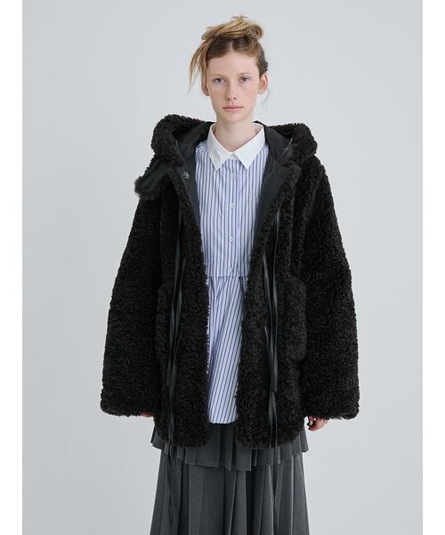 Synthetic Fur Lace-up Duffle Coat/シンセティックファー レース