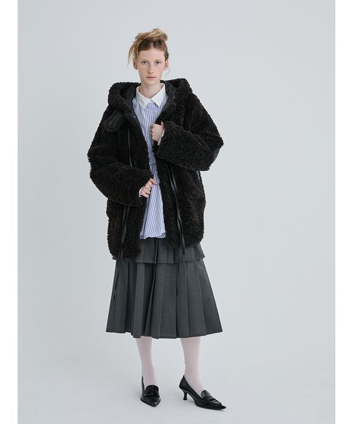Synthetic Fur Lace-up Duffle Coat/シンセティックファー レース