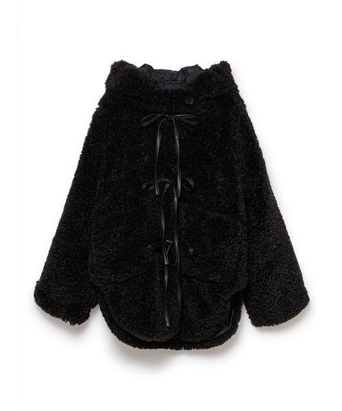 セール】Synthetic Fur Lace-up Duffle Coat/シンセティックファー