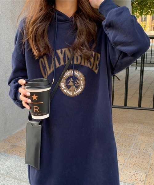 Ritzy（リッツィー）の「ロゴプリント フード付き裏起毛ワンピース（ワンピース・レディース・モカ/ネイビー/グレー・FREE）」の10枚目の写真