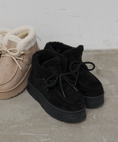 RAY CASSIN（レイカズン）の「厚底ボアシューズ（その他シューズ・レディース・ベージュ/ブラック・S/M/L）」の3枚目の写真