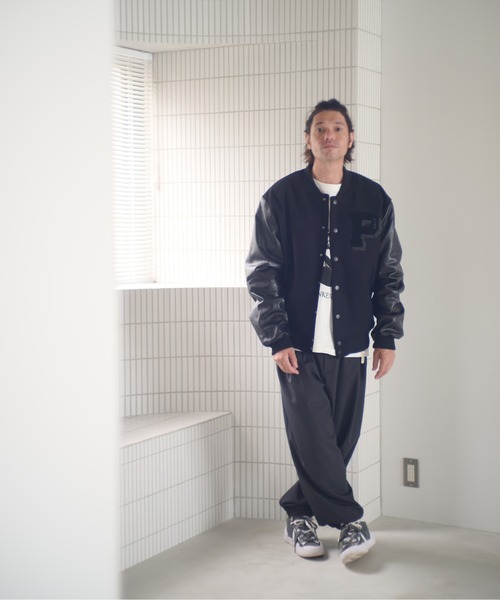 ADAM PATEK(アダムパテック)の「ADAMPATEK/leather sleeves varsity jacket/袖レザースタジャン(スタジャン・メンズ・ブラック×ホワイト/ブラック×ブラック・1/2)」の18枚目の写真