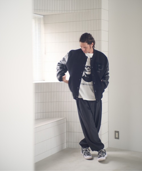 ADAM PATEK(アダムパテック)の「ADAMPATEK/leather sleeves varsity jacket/袖レザースタジャン(スタジャン・メンズ・ブラック×ホワイト/ブラック×ブラック・1/2)」の19枚目の写真