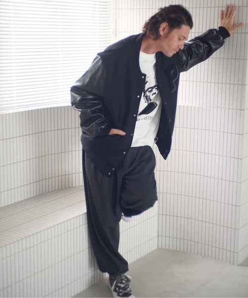 ADAM PATEK(アダムパテック)の「ADAMPATEK/leather sleeves varsity jacket/袖レザースタジャン(スタジャン・メンズ・ブラック×ホワイト/ブラック×ブラック・1/2)」の15枚目の写真