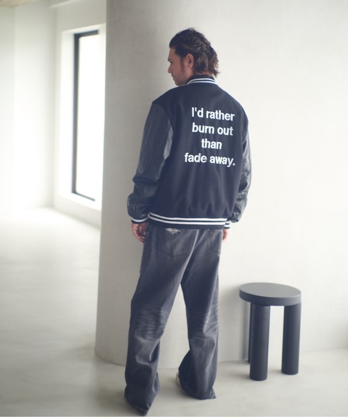 ADAM PATEK(アダムパテック)の「ADAMPATEK/leather sleeves varsity jacket/袖レザースタジャン(スタジャン・メンズ・ブラック×ホワイト/ブラック×ブラック・1/2)」の14枚目の写真