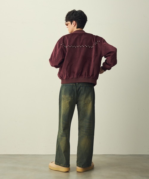 【レア】CREAM SODA ベロア生地 ブルゾン Fashion Letter ブルゾン アウター ベロアサイドラインショート