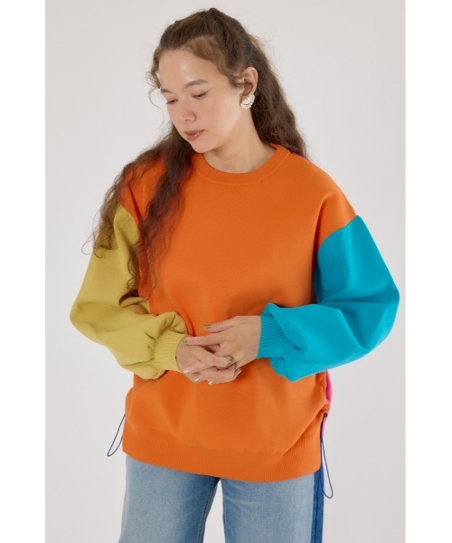 RODEO CROWNS WIDE BOWL（ロデオクラウンズワイドボウル）の「A-LIGHT SWITCHING ニット（ニット/セーター・レディース・オレンジ/ネイビー/オフホワイト・FREE）」の9枚目の写真