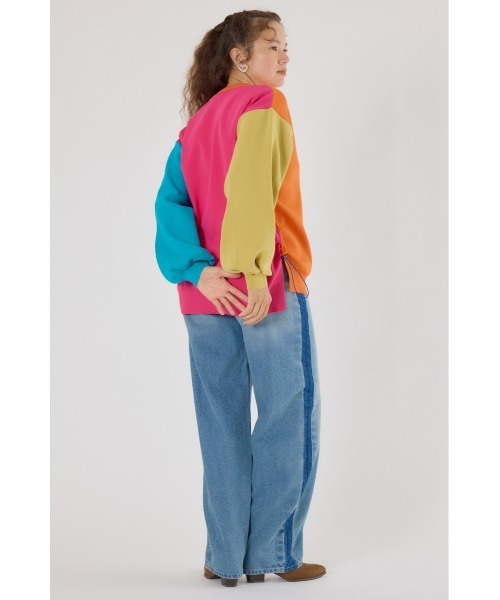 RODEO CROWNS WIDE BOWL（ロデオクラウンズワイドボウル）の「A-LIGHT SWITCHING ニット（ニット/セーター・レディース・オレンジ/ネイビー/オフホワイト・FREE）」の13枚目の写真