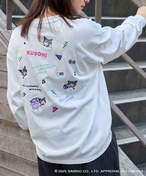 sanrio(サンリオ)の「【Sanrio characters/サンリオキャラクターズ】別注 ワンポイント刺繍 アソートプリント オーバーサイズ長袖Tシャツ(Tシャツ/カットソー・レディース・ホワイト系/オフホワイト/ホワイト系2/ブラック系/スミクロ・L/M)」の2枚目の写真
