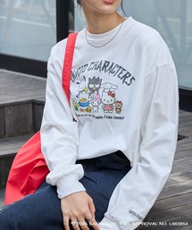 sanrio（サンリオ）の「【Sanrio characters/サンリオキャラクターズ】別注 ワンポイント刺繍 アソートプリント オーバーサイズ長袖Tシャツ（Tシャツ/カットソー）」