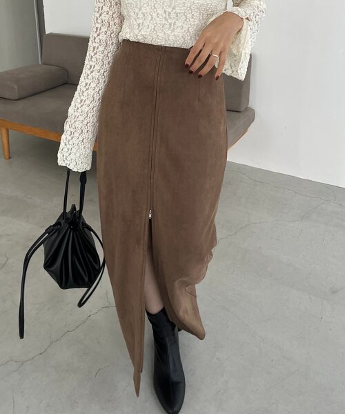 CAPRICIEUX LE’MAGE スカート スエードジップスカート CAPRICIEUX LE'MAGE（カプリシューレマージュ） スカート スエード