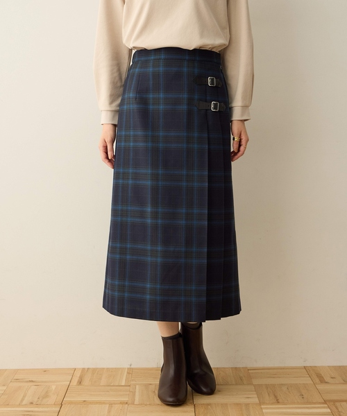 DECOY SINCE 1981（デコイシンスイチキュウハチイチ）の「タータンチェックスカート【ウエストゴム】（スカート・レディース・ネイビー/ブラウン・64/67/70）」の2枚目の写真