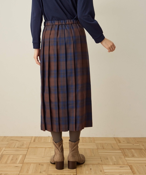 DECOY SINCE 1981（デコイシンスイチキュウハチイチ）の「タータンチェックスカート【ウエストゴム】（スカート・レディース・ネイビー/ブラウン・64/67/70）」の5枚目の写真