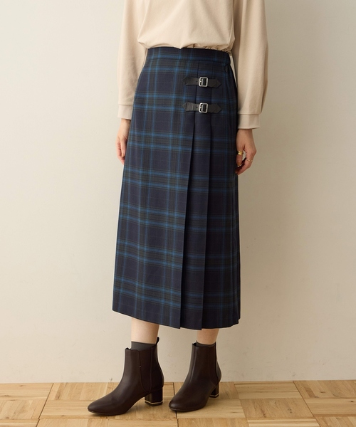 DECOY SINCE 1981（デコイシンスイチキュウハチイチ）の「タータンチェックスカート【ウエストゴム】（スカート・レディース・ネイビー/ブラウン・64/67/70）」の6枚目の写真