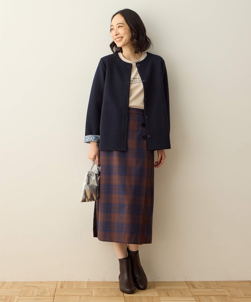 DECOY SINCE 1981（デコイシンスイチキュウハチイチ）の「タータンチェックスカート【ウエストゴム】（スカート・レディース・ネイビー/ブラウン・64/67/70）」の11枚目の写真