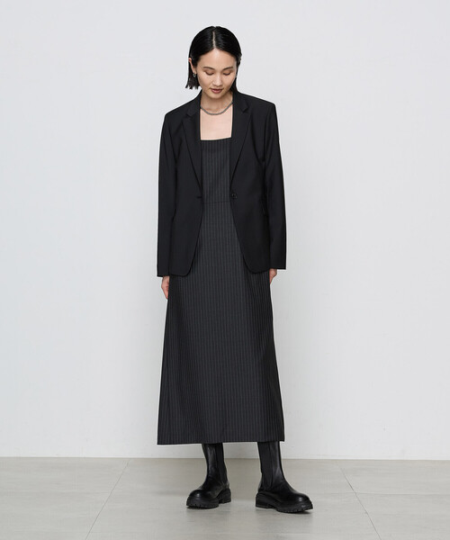 COMME CA(コムサ)の「【ブライトリーセットアップ/セットアップ対応】マニッシュストライプ ワンピース(ワンピース・レディース・チャコール・11号/9号)」の4枚目の写真