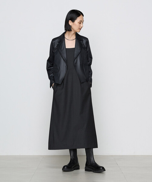 COMME CA(コムサ)の「【ブライトリーセットアップ/セットアップ対応】マニッシュストライプ ワンピース(ワンピース・レディース・チャコール・11号/9号)」の7枚目の写真