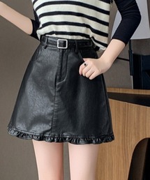 dream in the cradle（ドリームインザクレイドル）の「PUレザー ベルレッドミニスカート（スカート・レディース）」