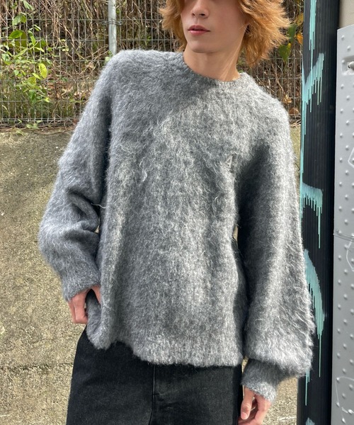 ALAND（エーランド）の「【UNISEX】ALAND／Aロゴシャギークルーネックプルオーバー（ニット/セーター・レディース・ライトブルー/アイボリー/グレー・SMALL/LARGE）」の2枚目の写真