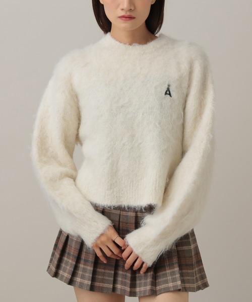 ALAND（エーランド）の「【UNISEX】ALAND／Aロゴシャギークルーネックプルオーバー（ニット/セーター・レディース・ライトブルー/アイボリー/グレー・SMALL/LARGE）」の17枚目の写真