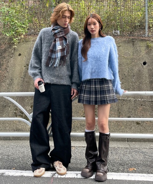 ALAND（エーランド）の「【UNISEX】ALAND／Aロゴシャギークルーネックプルオーバー（ニット/セーター・レディース・ライトブルー/アイボリー/グレー・SMALL/LARGE）」の18枚目の写真