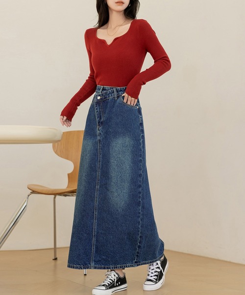 nowos マキシデニムスカート Munich（ミューニック） デニムスカート 12ozデニムマキシスカート