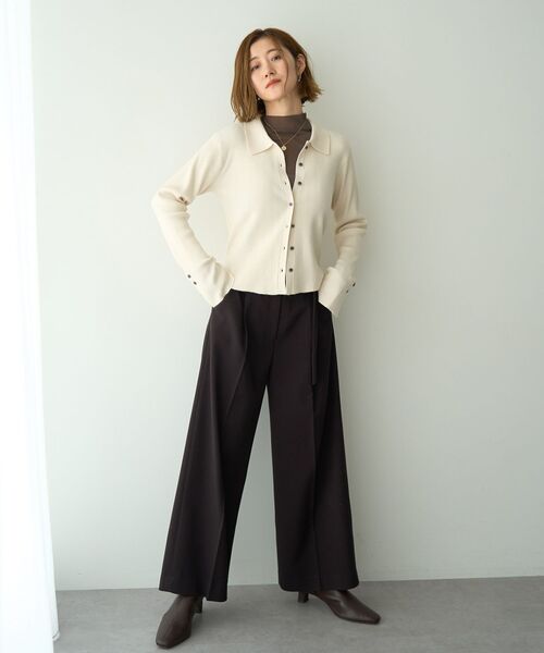 YECCA VECCA（イェッカヴェッカ）の「襟付きニットカーディガン（カーディガン/ボレロ・レディース・ネイビー/レッド/サックスブルー/アイボリー・FREE）」の21枚目の写真