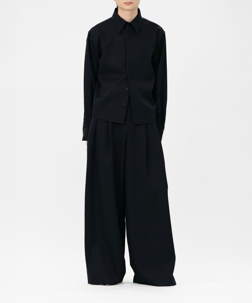 LAPIIS(ラピス)の「HEAVY WOOL GABARDINE SHORT SHIRT JACKET(シャツ/ブラウス・メンズ・ブラック/チャコールグレー・MEDIUM/LARGE)」の4枚目の写真