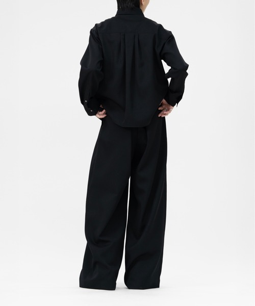 LAPIIS(ラピス)の「HEAVY WOOL GABARDINE SHORT SHIRT JACKET(シャツ/ブラウス・メンズ・ブラック/チャコールグレー・MEDIUM/LARGE)」の8枚目の写真