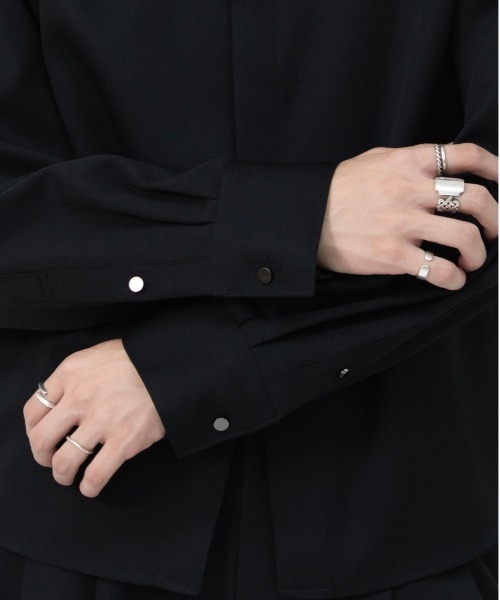 LAPIIS(ラピス)の「HEAVY WOOL GABARDINE SHORT SHIRT JACKET(シャツ/ブラウス・メンズ・ブラック/チャコールグレー・MEDIUM/LARGE)」の14枚目の写真