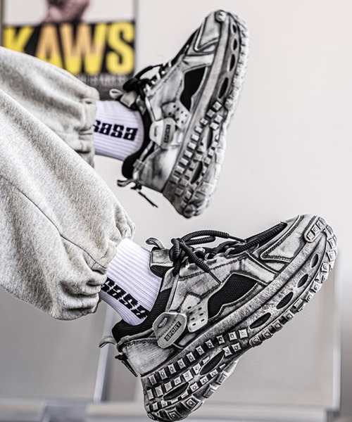 WESTBOY(ウエストボーイ)の「厚底 ボリューム メッシュスニーカー WO25W3SH04【WB ORIGINALS】【2025AW】(スニーカー・メンズ・グレー/ブラック・43/42/41/44)」の2枚目の写真