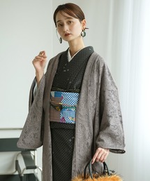 utatane(ウタタネ)の羽織 レース ニコアンティーク ボタニカル・マロン 日本製(着物)