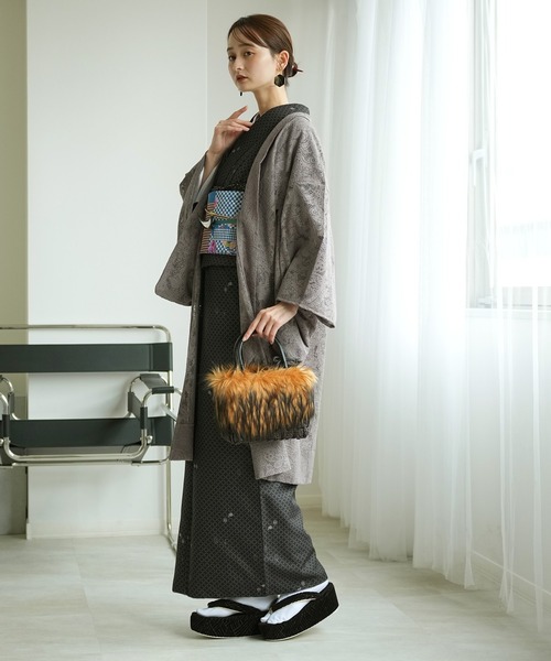 utatane（ウタタネ）の「羽織 レース ニコアンティーク ボタニカル・マロン 日本製（着物・レディース・ブラウン・FREE）」の3枚目の写真