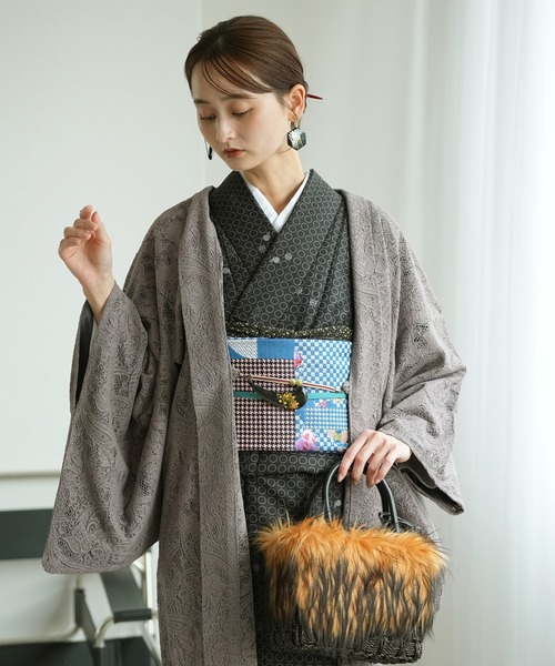 utatane（ウタタネ）の「羽織 レース ニコアンティーク ボタニカル・マロン 日本製（着物・レディース・ブラウン・FREE）」の5枚目の写真