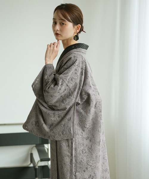 utatane（ウタタネ）の「羽織 レース ニコアンティーク ボタニカル・マロン 日本製（着物・レディース・ブラウン・FREE）」の6枚目の写真