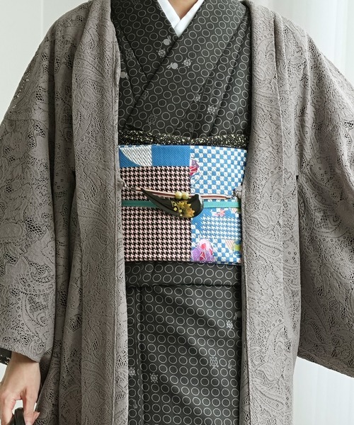 utatane（ウタタネ）の「羽織 レース ニコアンティーク ボタニカル・マロン 日本製（着物・レディース・ブラウン・FREE）」の7枚目の写真